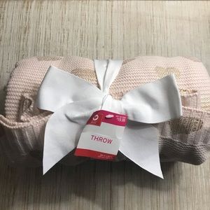 Pale Pink Gold Knit Throw NEW
